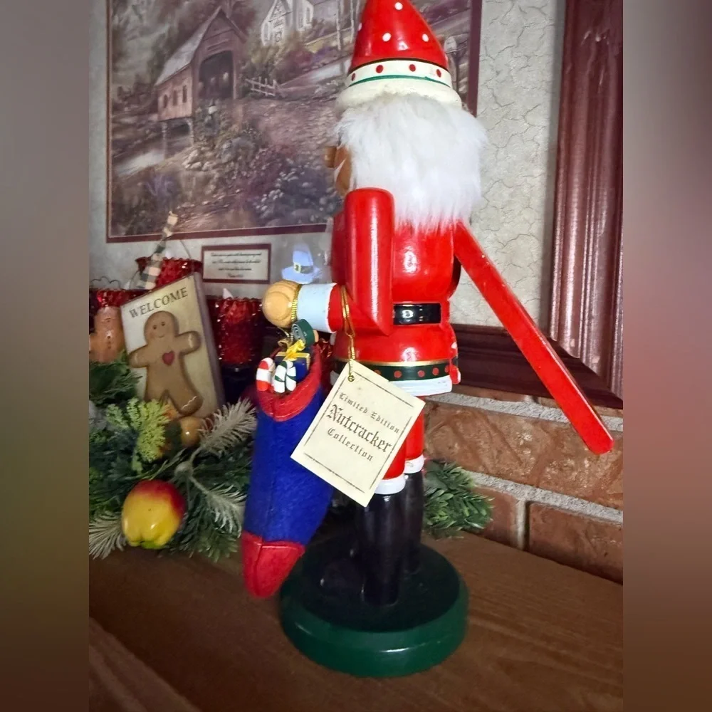 2004 Solid Wood Festive Red Christmas Nutcracker with Santa Hat Limited Edition